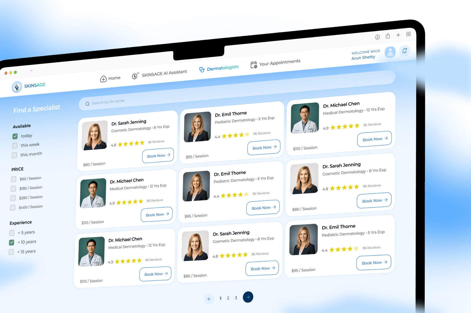 SkinSage doctor search