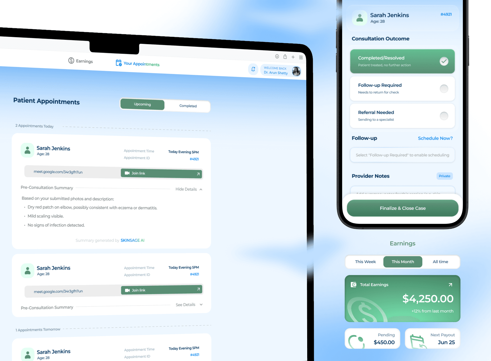 SkinSage doctor dashboard