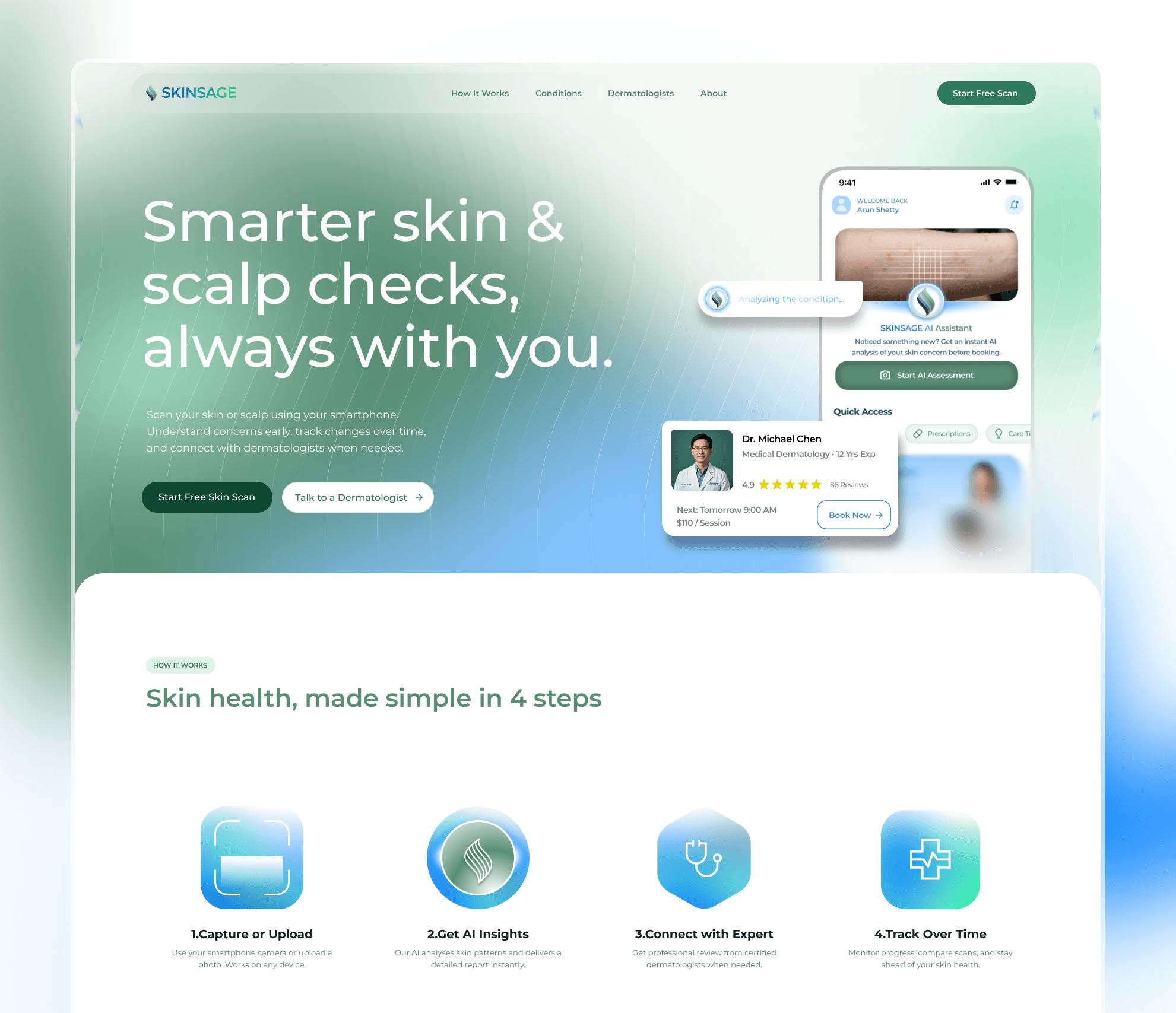SkinSage landing page 1